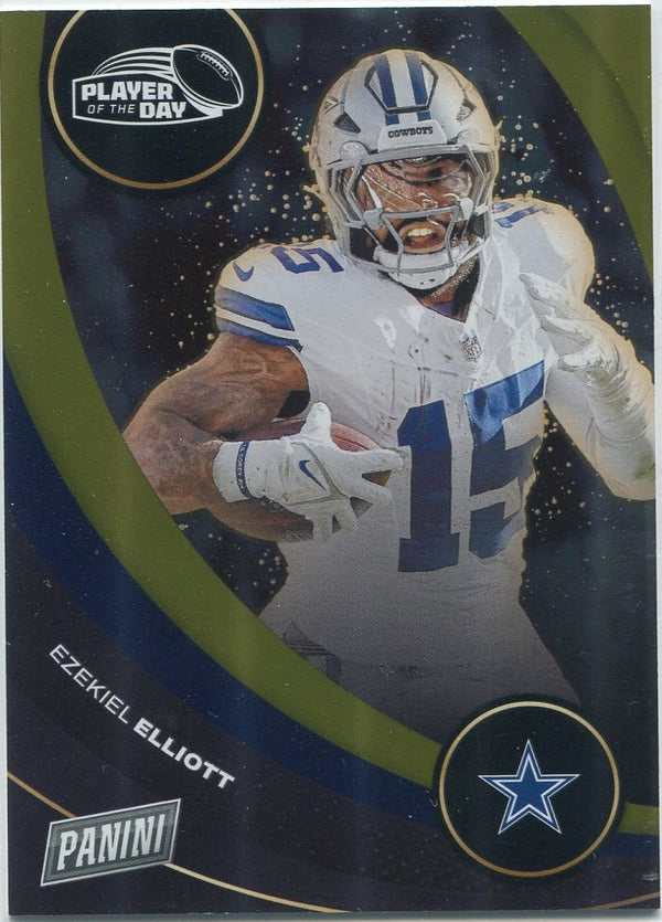 Ezekiel Elliott 2024 Panini Player Of The Day Gold Parallel Card #42 1/10