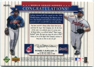 Kenny Lofton & John Smoltz 2002 Upper Deck World Series Heroes Jersey Card #MU95a