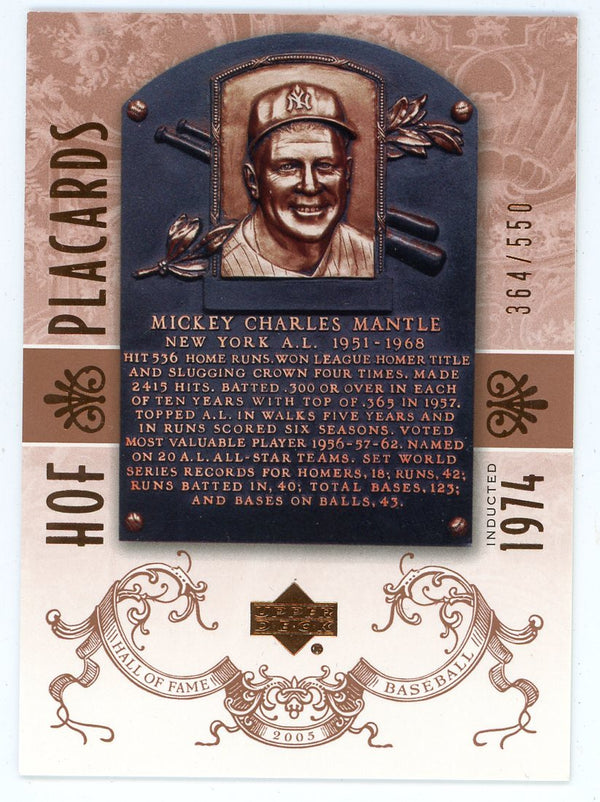 Mickey Mantle 2005 Upper Deck HOF Placards #92