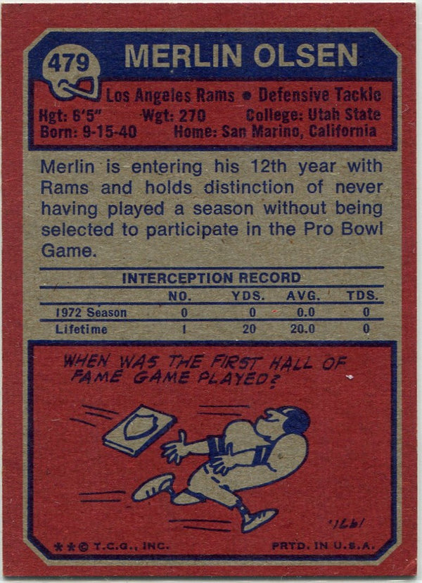 Merlin Olsen 1973 Topps Card #479