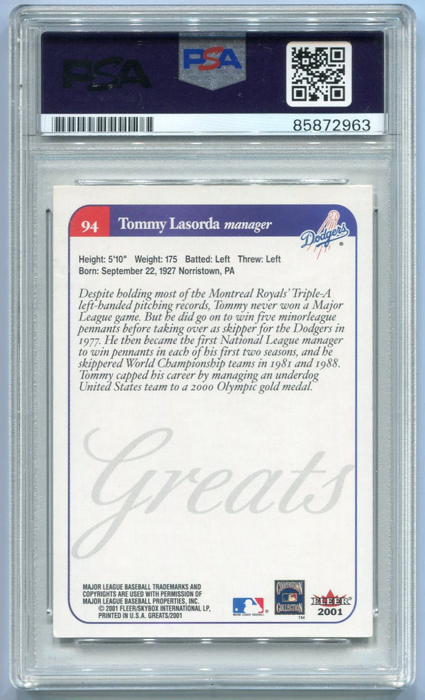 Tommy Lasorda Autographed Card PSA/DNA Certified