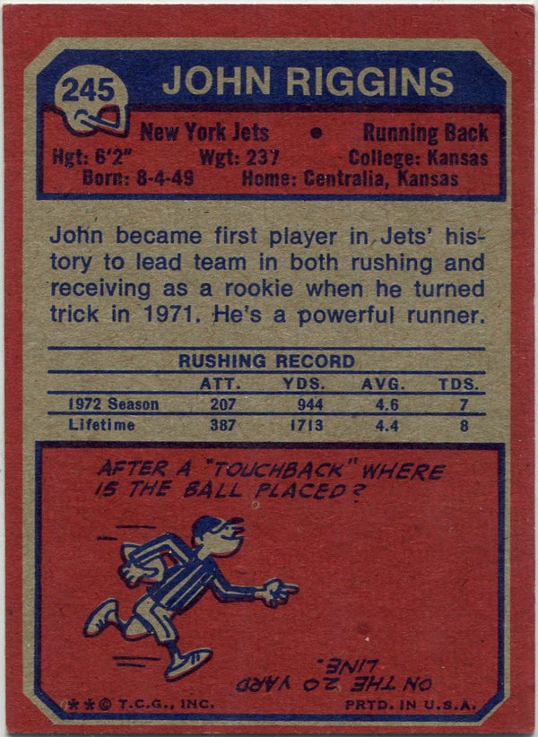 John Riggins 1973 Topps Card #245