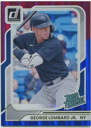 George Lombard Jr. 2026 Panini Donruss Rated Prospect Red & Blue Foil RC #158