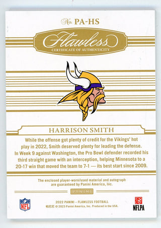 Harrison Smith 2022 Panini Flawless Patch Relic Autographed #PA-HS