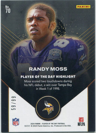 Randy Moss 2024 Panini Player Of The Day Red Parallel Card #70 59/99