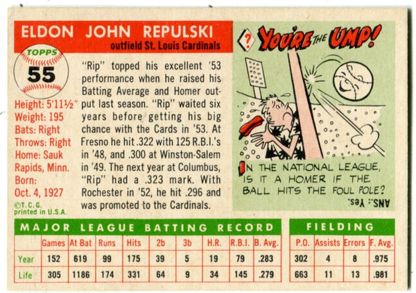 Rip Repulski 1955 Topps #55 Card