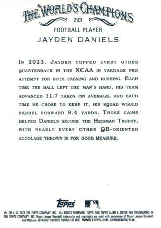 Jayden Daniels 2024 Topps Allen & Ginter Rookie Card