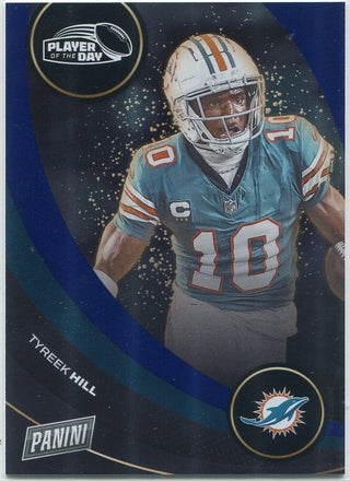Tyreek Hill 2024 Panini Player Of The Day Blue Parallel Card #10 7/50