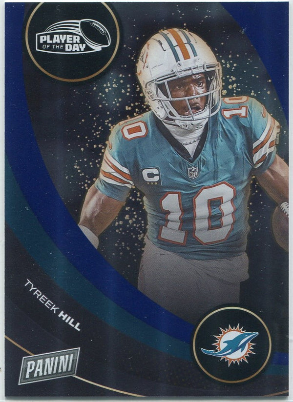 Tyreek Hill 2024 Panini Player Of The Day Blue Parallel Card #10 7/50