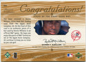 Bernie Williams 2000 Upper Deck SP Game Used Bat Card #BW