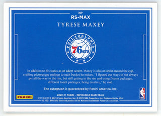 Tyrese Maxey 2020-21 Panini Impeccable Autographed Rookie Signatures Card #RS-MAX