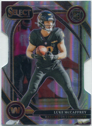 Luke McCaffrey 2024 Panini Select Club Level Die-Cut Silver Prizm RC #279