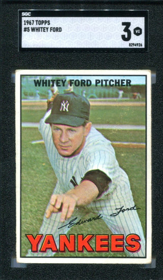 Whitey Ford 1967 Topps #5 SGC 3 Card