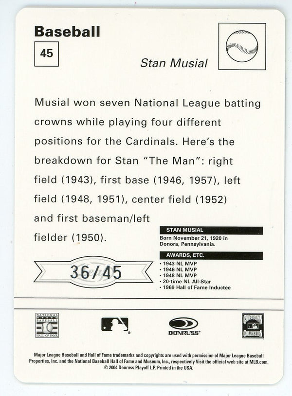 Stan Musial 2004 Donruss Card #45