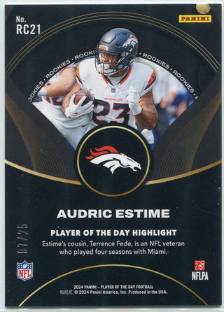Audric Estime 2024 Panini Player Of The Day Purple Parallel RC #RC21 7/25