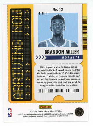 Brandon Miller 2023-24 Panini Hoops Arriving Now #13