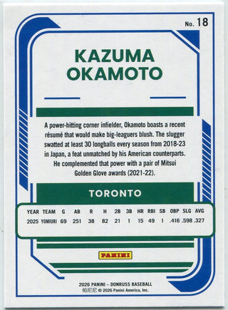 Kazuma Okamoto 2026 Panini Donruss Rated Rookie RC #18