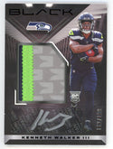 Kenneth Walker III Autographed 2022 Panini Black Patch Relic Card #208