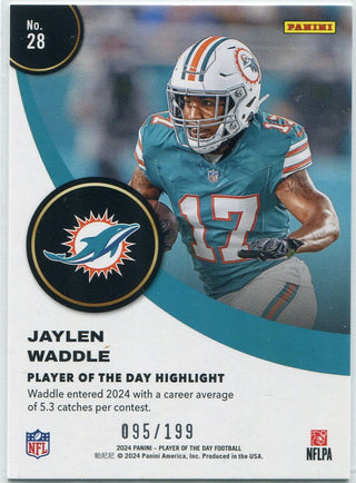 Jaylen Waddle 2024 Panini Player Of The Day Orange Parallel Card #65 95/199
