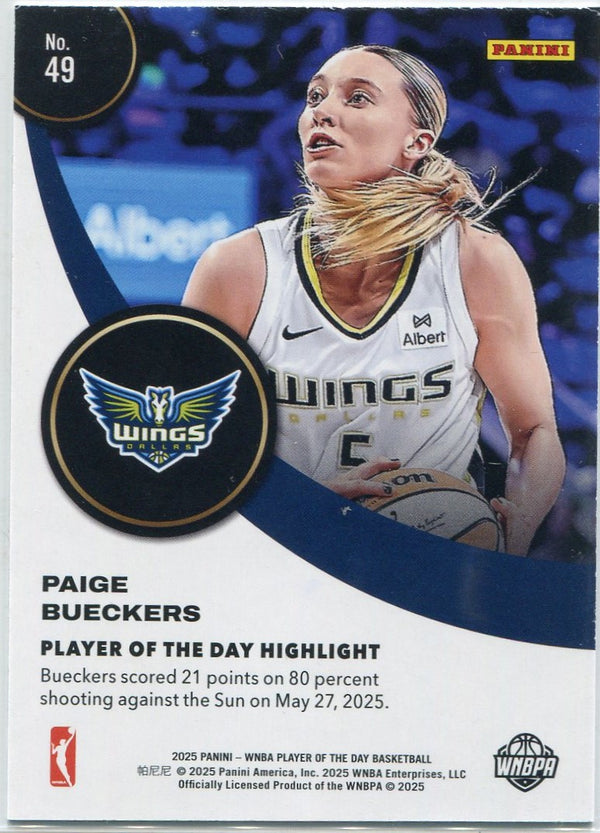 Paige Bueckers 2025 Panini WNBA Player Of The Day Rated Rookie RC #49