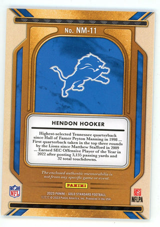 Hendon Hooker 2023 Panini Gold Standard Patch Relic #NM-11