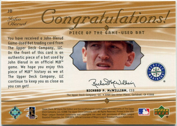 John Olerud 2000 Upper Deck SP Game Used Bat Card #JO