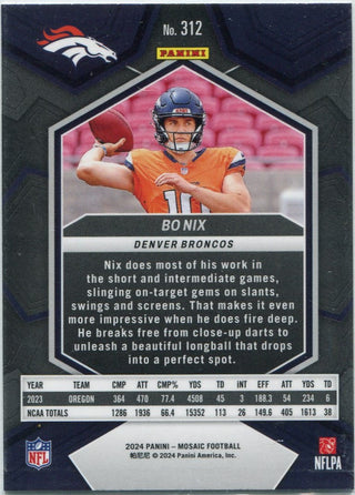 Bo Nix 2024 Panini Mosaic RC #312