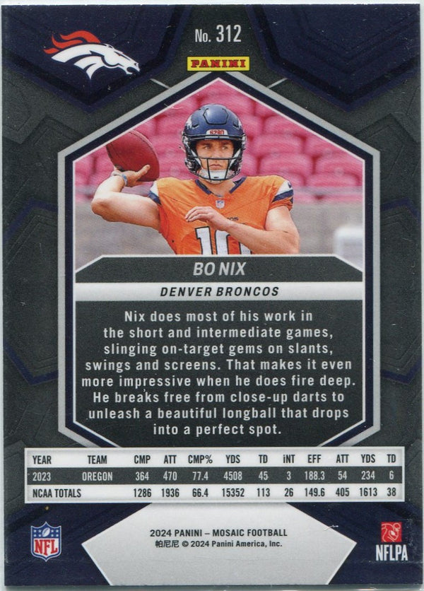 Bo Nix 2024 Panini Mosaic RC #312