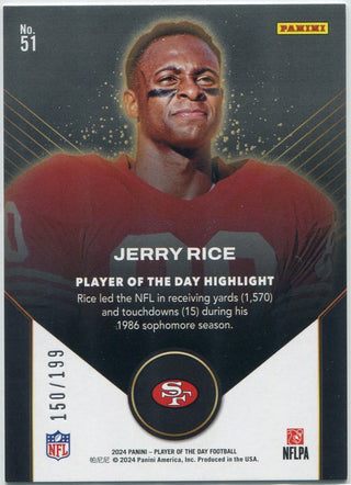 Jerry Rice 2024 Panini Player Of The Day Orange Parallel Card #51 150/199