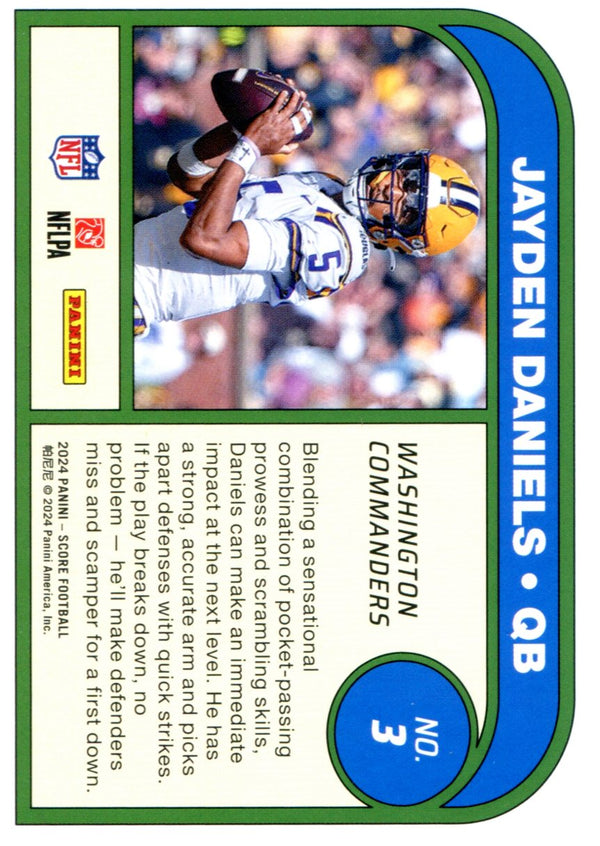 jayden daniels passing grade card Jayden Daniels 2024 Panini Score Rookie Card