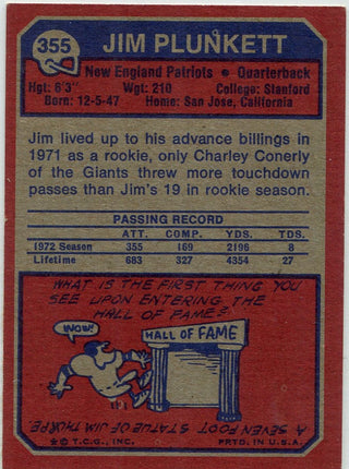 Jim Plunkett 1973 Topps Card #355