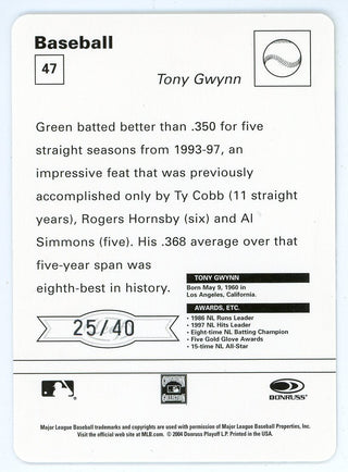 Tony Gwynn 2004 Donruss Green Card #47