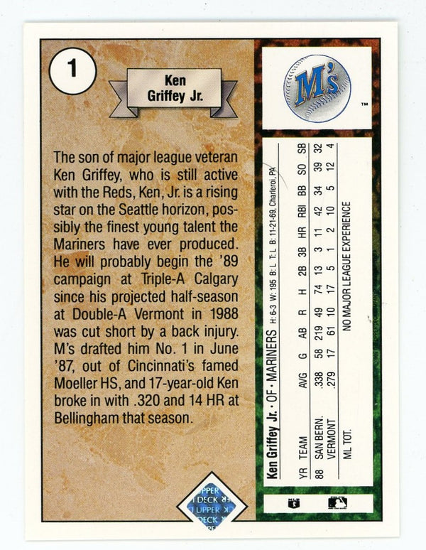 Ken Griffey jr. Upper Deck Rookie #1 Card