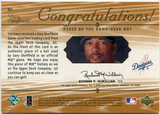 Gary Sheffield 2000 Upper Deck SP Game Used Bat Card #GS