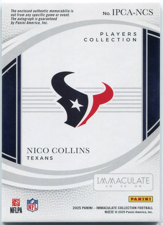 Nico Collins 2025 Panini Immaculate Triple Patch And Autographed Card #IPCA-NCS 83/99