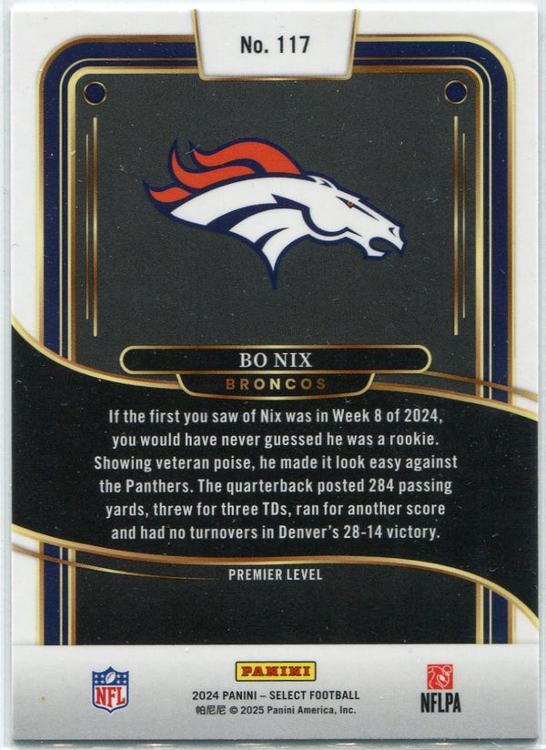 Bo Nix 2024 Panini Select Premier Level RC #117