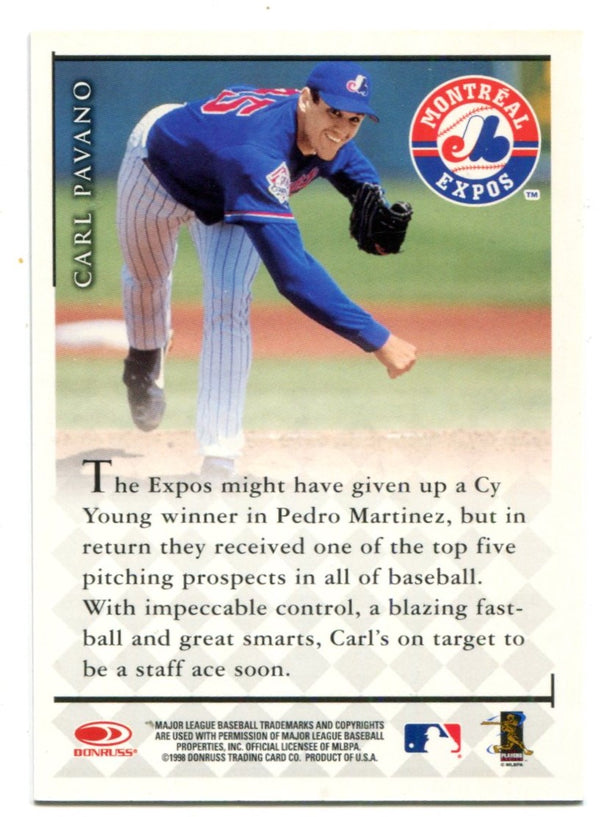 Carl Pavano 1998 Donruss Autographed Card