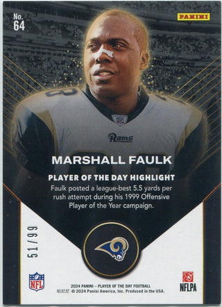 Marshall Faulk 2024 Panini Player Of The Day Red Parallel Card #64 51/99