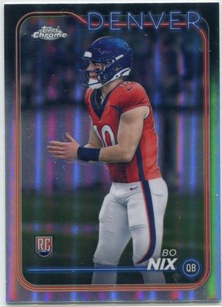 Bo Nix 2024 Topps Chrome Refractor RC #206