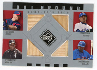 Jim Thome, Frank Thomas, Juan Gonzalez & Carlos Delgado 2002 Upper Deck Quad Relic Game-Used Bat Card