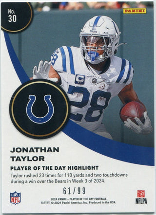 Jonathan Taylor 2024 Panini Player Of The Day Red Parallel Card #30 61/99