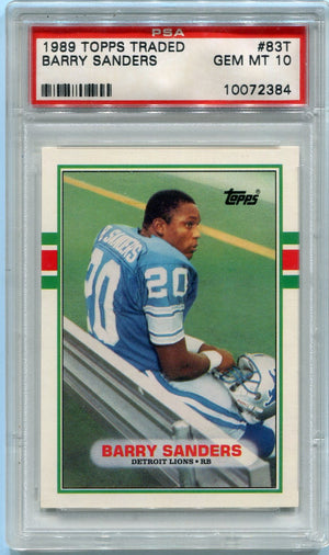 Barry Sanders 1989 Topps Traded RC #83T PSA Graded 10
