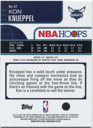 Kon Knueppel 2025 - 2026 Topps Hoops RC #67