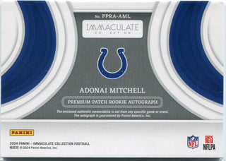 Adonai Mitchell 2024 Panini Immaculate Jersey/Autographed RC #PPRA-AML 91/99