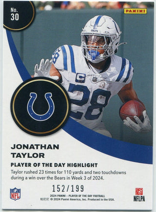 Jonathan Taylor 2024 Panini Player Of The Day Orange Parallel Card #30 152/199