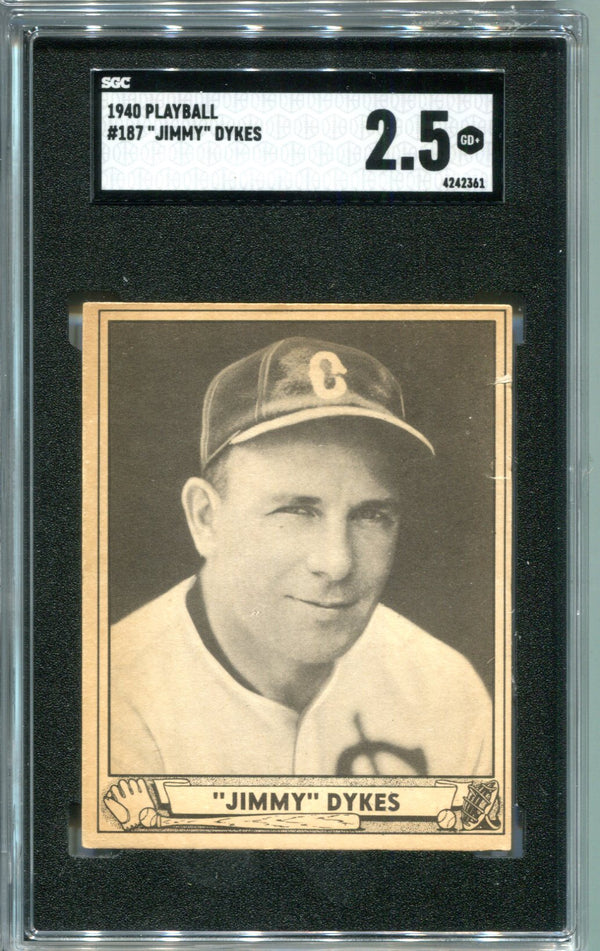 Jimmy Dykes 1940 Playball #187 Card SGC 2.5