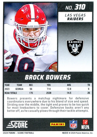 Brock Bowers 2024 Panini Score Rookie Card #310 #150/180