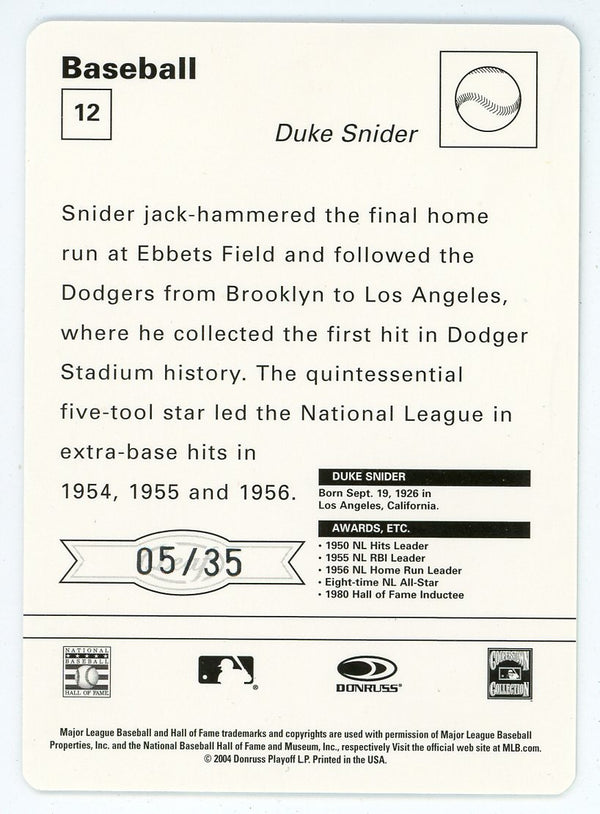 Duke Snider 2004 Blue Donruss Card #12