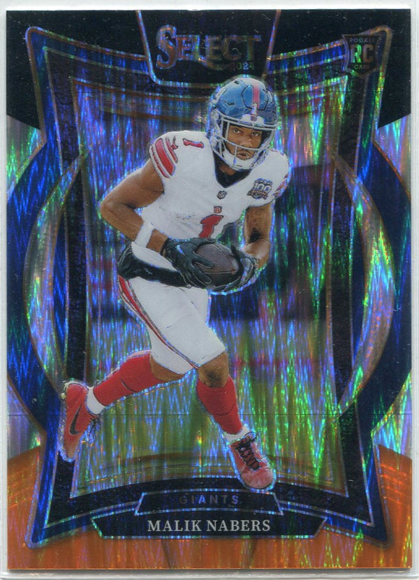 Malik Nabers 2024 Panini Select Concourse Orange & Black Shock Prizm RC #29