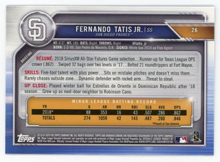 Fernando Tatis Jr 2019 Topps Bowman Chrome #26 Card